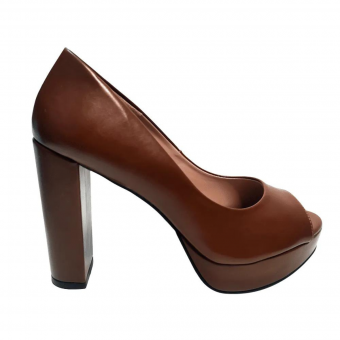 Scarpin Napa/ Meia Pata/Peep Toe/Salto 11cm