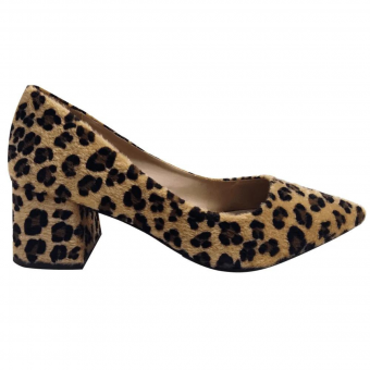 Scarpin Pelo Onça/Salto Bloco 5cm