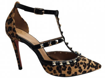 Scarpin Pelo Onça/Spike /Salto 11cm