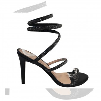 Sandália Napa/ Strass/Mola/Salto 9cm 