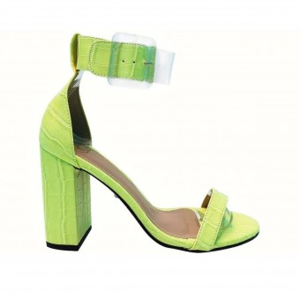 Sandália Croco/Salto Bloco 9cm