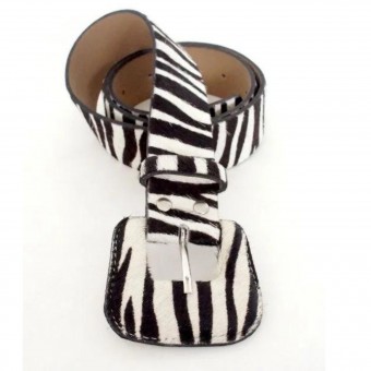 Cinto Animal Print Zebra Couro Legitimo/Largura 3,8cm