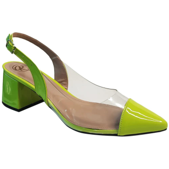 Scarpin Verniz/Vinil/Salto Quadrado 5cm/Aberto