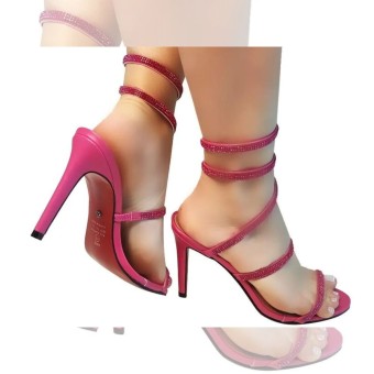 Sandália Napa/ Strass/Mola/Salto 9cm 