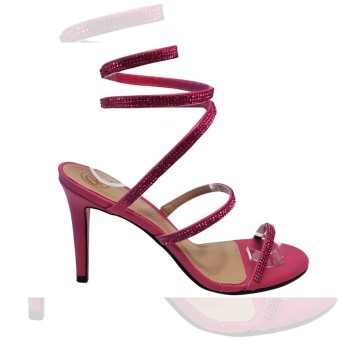 Sandália Napa/ Strass/Mola/Salto 9cm 