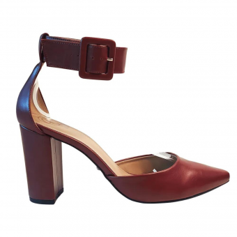 Scarpin Napa/Fivela/Salto Bloco 9cm