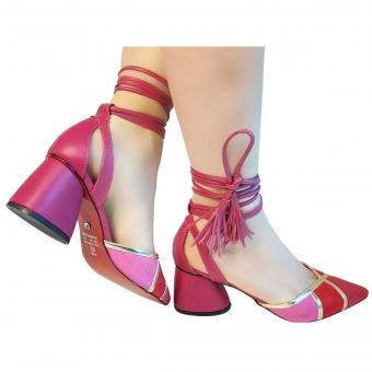 Scarpin Suede/Patchwork/Salto 5cm