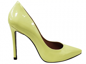 Scarpin Verniz/Sola Zebra/Salto 11cm Tamanho 33 Cor Lemon